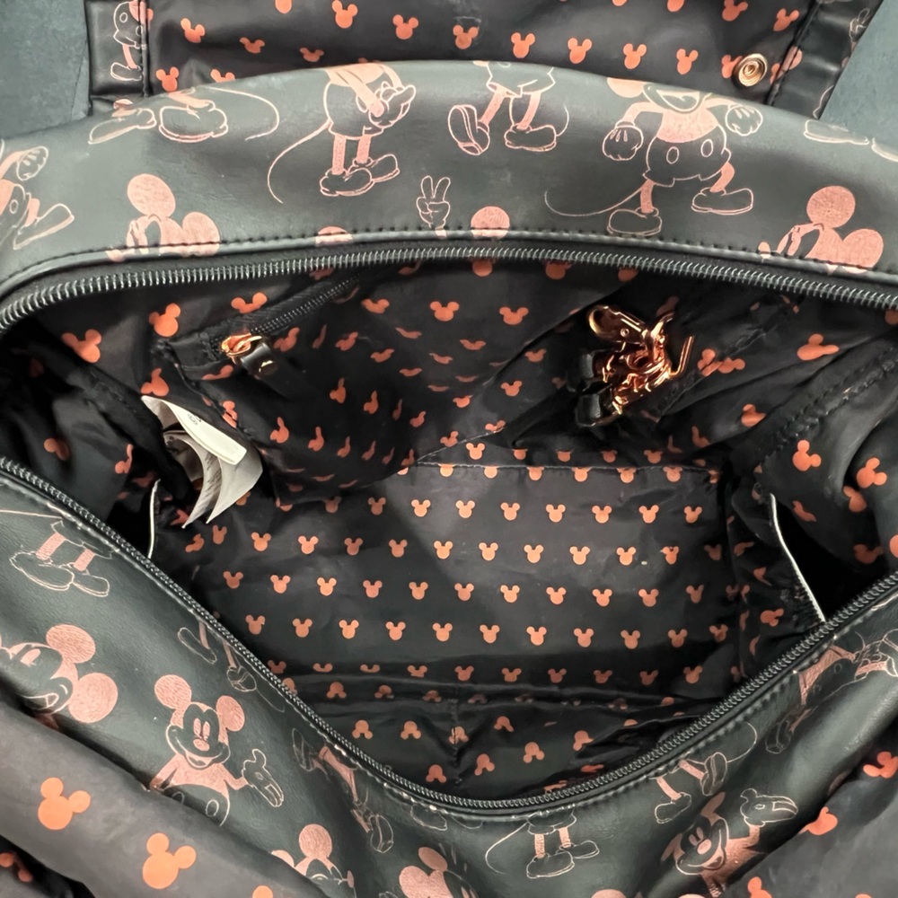 Petunia Pickle Bottom Black with Rose Gold Mickey Print Diaper Bag - Picture 8 of 11